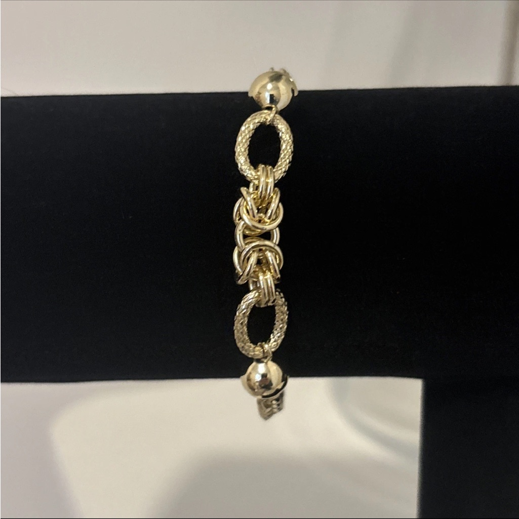 Gold Plated Byzantine Knot  Cable Link Bracelet Textured Statement Elegant